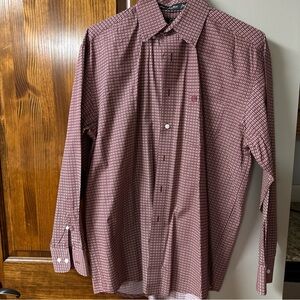 Wrangler Burgundy Patterned Dress Shirt